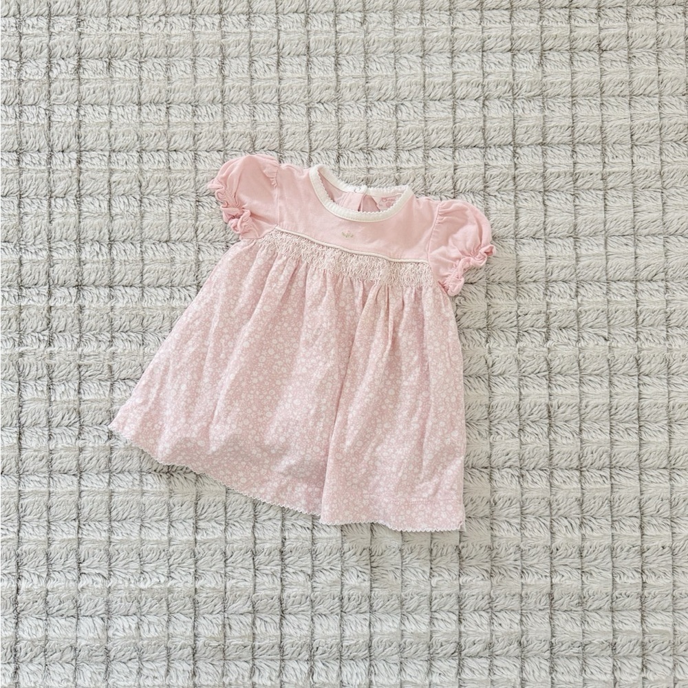 Chaps Light Pink Baby Dress with Floral Pattern
